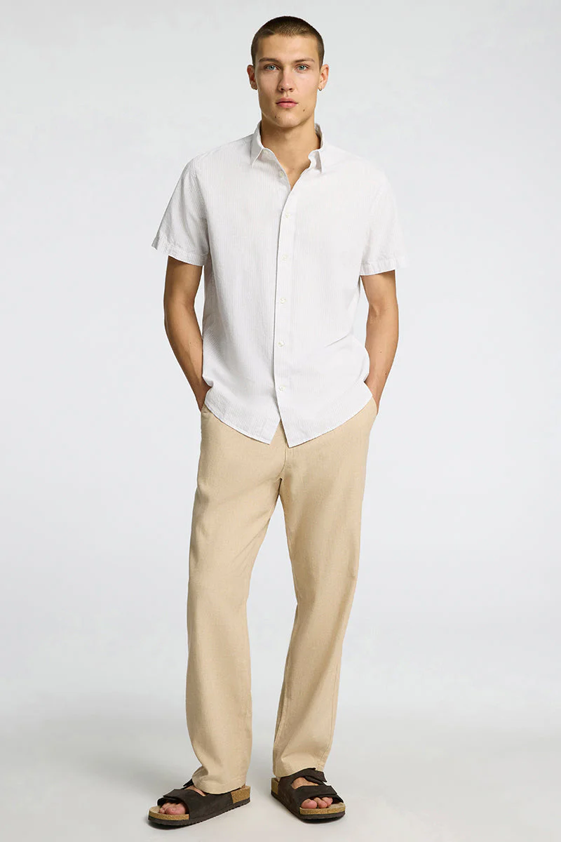 Selected Regular New Linen Shirt SS Pure Cashmere Thin Stripe - Image 2