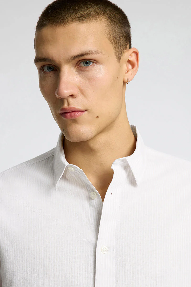 Selected Regular New Linen Shirt SS Pure Cashmere Thin Stripe - Image 3
