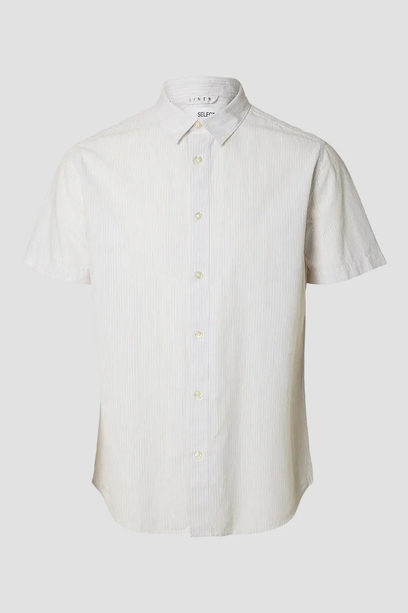 Selected Regular New Linen Shirt SS Pure Cashmere Thin Stripe - Image 5