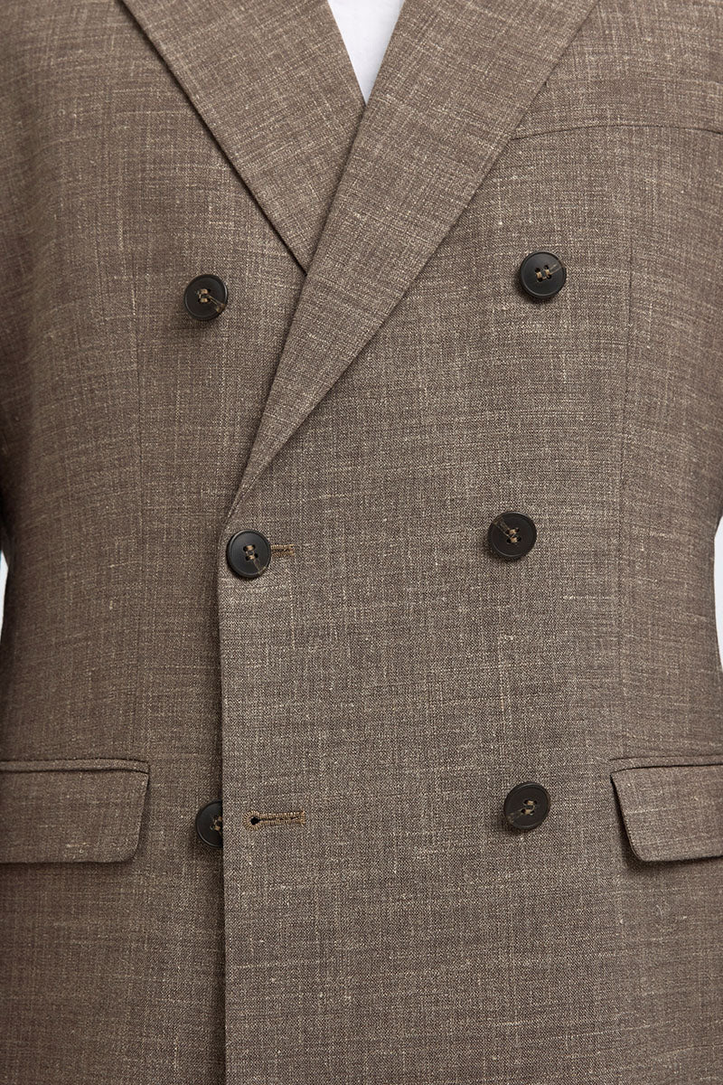 Selected Oasis Linen DB Blazer Dark Sand Melange - Image 3