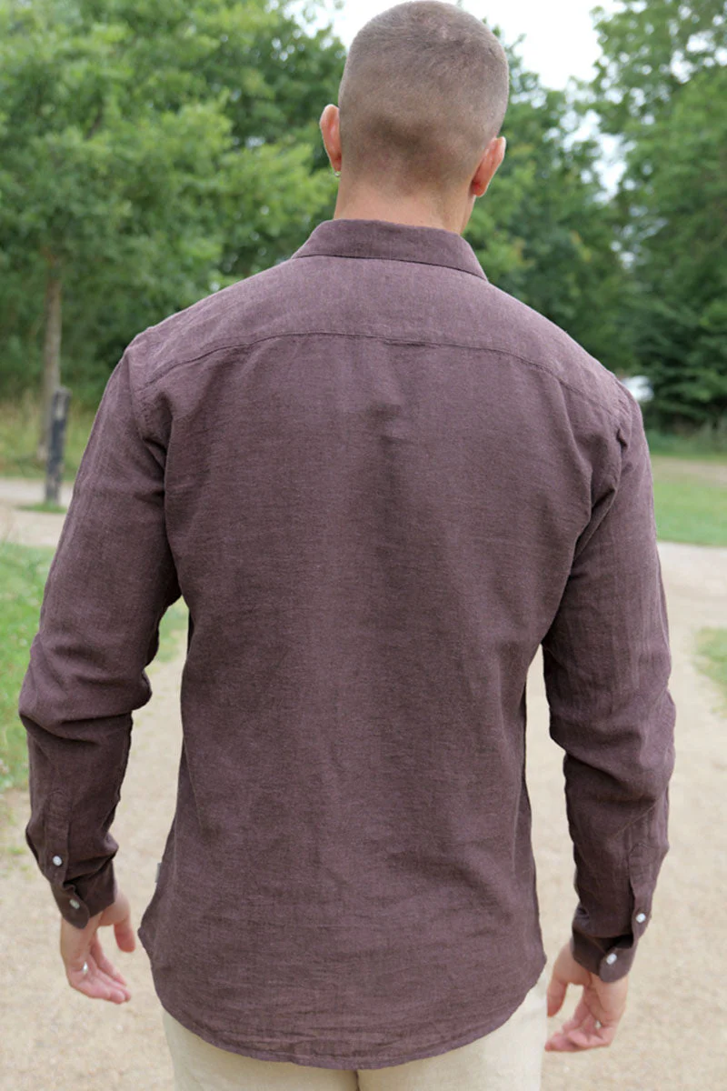 ONLY & SONS Caiden LS Linen Shirt Coffee Bean Peppercorn - Image 4