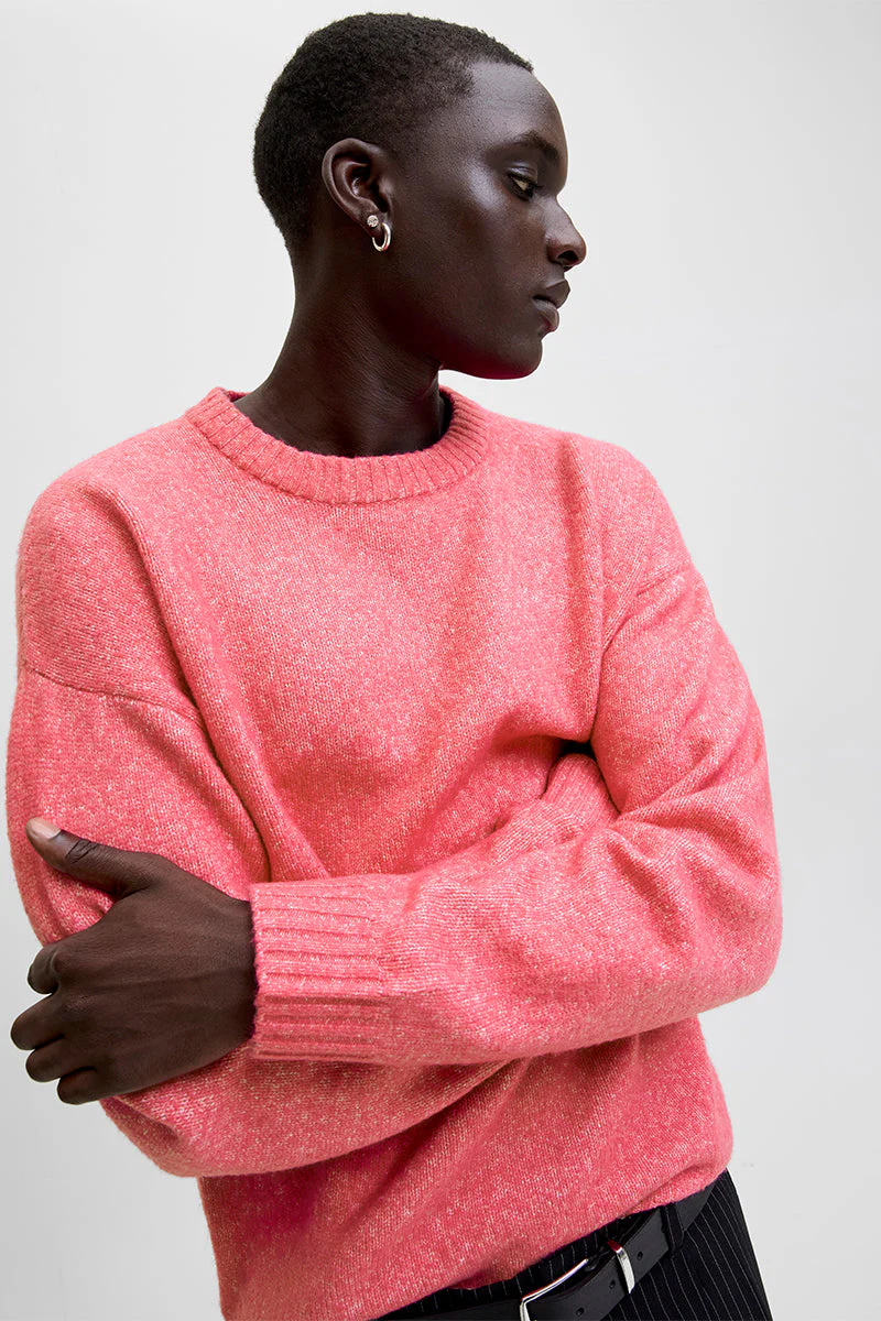 Jack & Jones Soho Ollie Knit Crew Neck Fuchsia Rose - Image 3