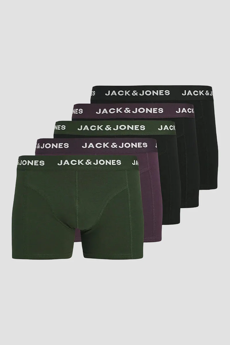 Jack & Jones Solid Trunks 5 Pack Plum Perfect Black - Duffle bag - Black - Black