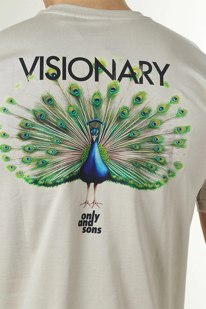 Only & Sons Fred Life RLX SS Print Tee Silver Lining - Image 4