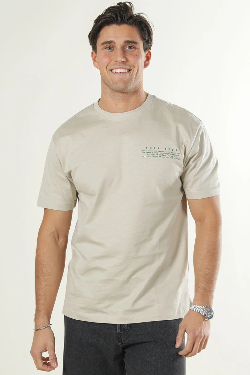 Only & Sons Fred Life Relaxed Fit SS Print Tee Silver Lining - Image 2