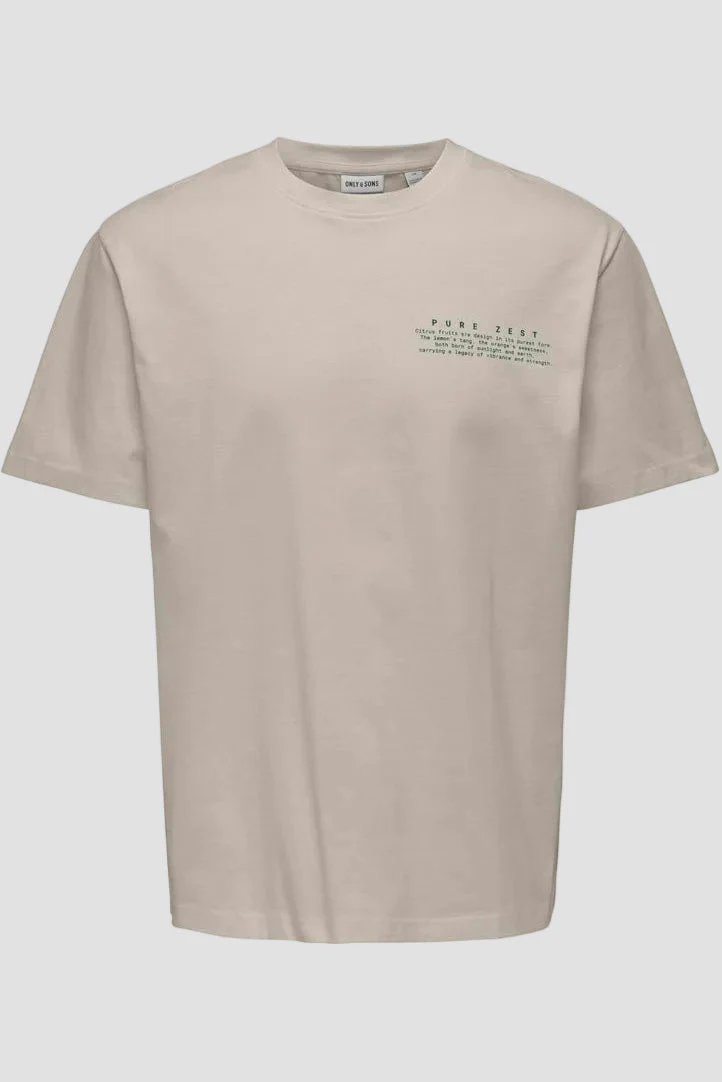 Only & Sons Fred Life Relaxed Fit SS Print Tee Silver Lining - Image 6