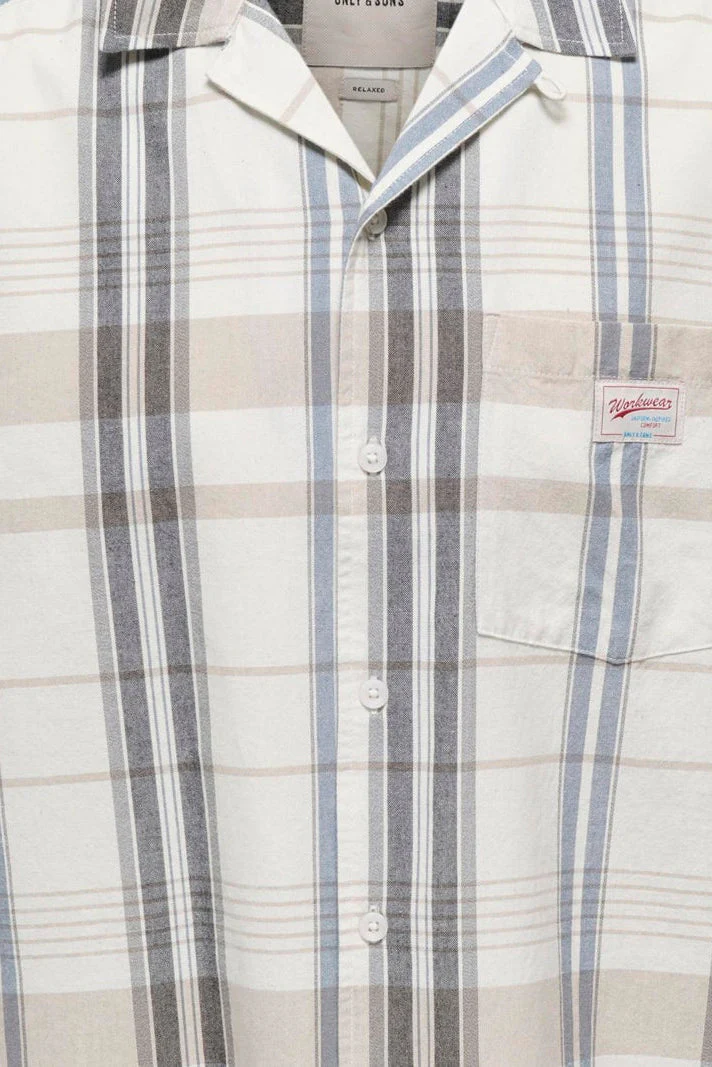 Only & Sons Ebert Rlx Resort SS Shirt Egret - Image 5