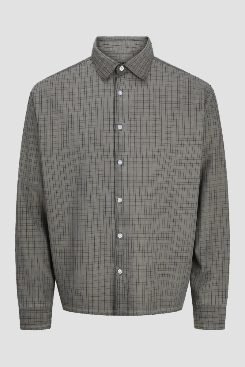 Jack & Jones Fade Overdyed Loose Fit LS Shirt Asphalt - Image 10