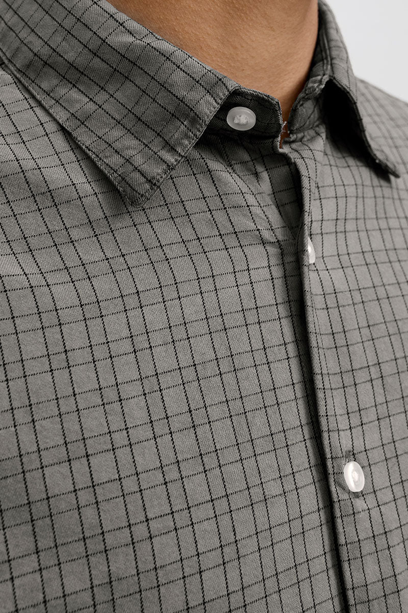 Jack & Jones Fade Overdyed Loose Fit LS Shirt Asphalt - Image 3
