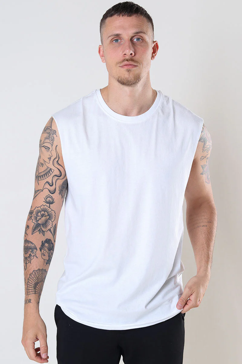 Urban Classics Open Edge Sleeveless Tee White