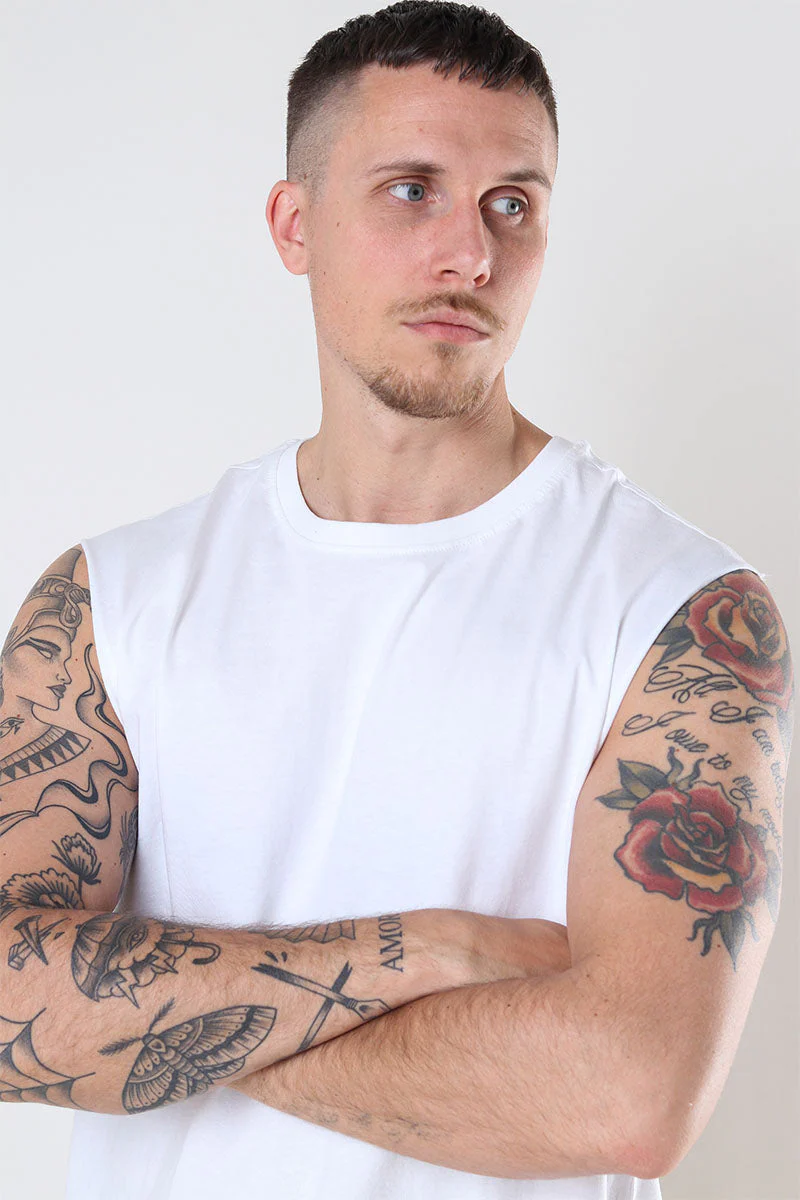 Urban Classics Open Edge Sleeveless Tee White - Image 3