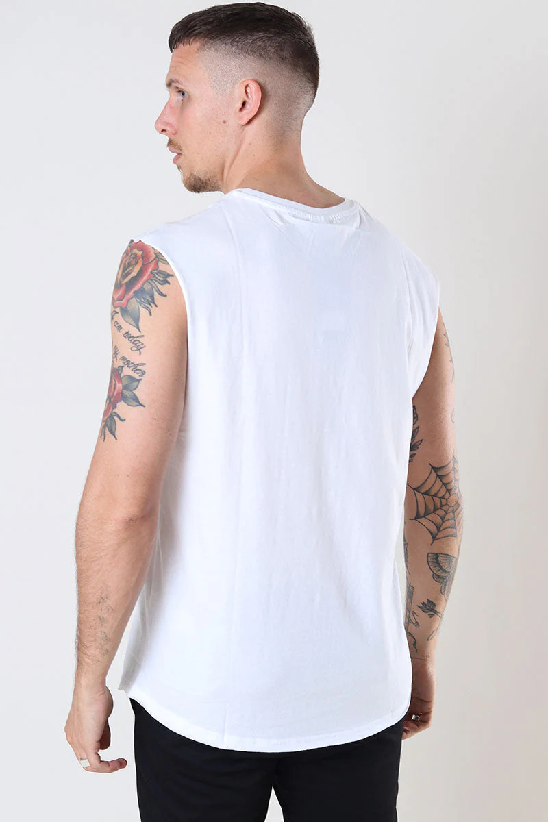 Urban Classics Open Edge Sleeveless Tee White - Image 4