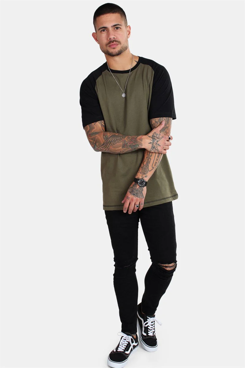 Basic Brand Raglan T-shirt New Army/Black - Image 4