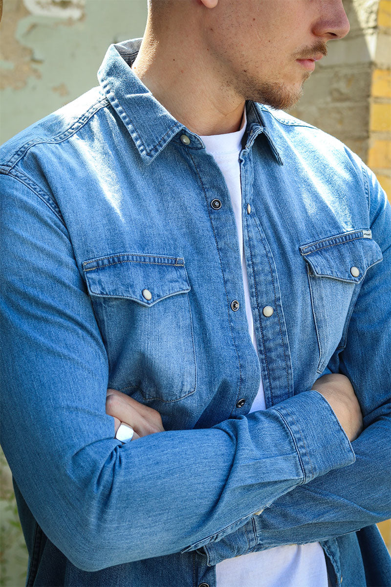 Jack & Jones SHERIDAN SHIRT L/S Medium Blue Slim - Image 3