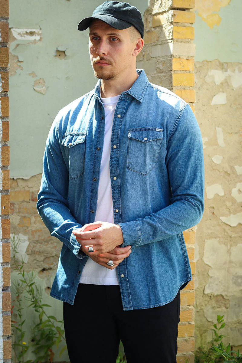 Jack & Jones SHERIDAN SHIRT L/S Medium Blue Slim - Image 4