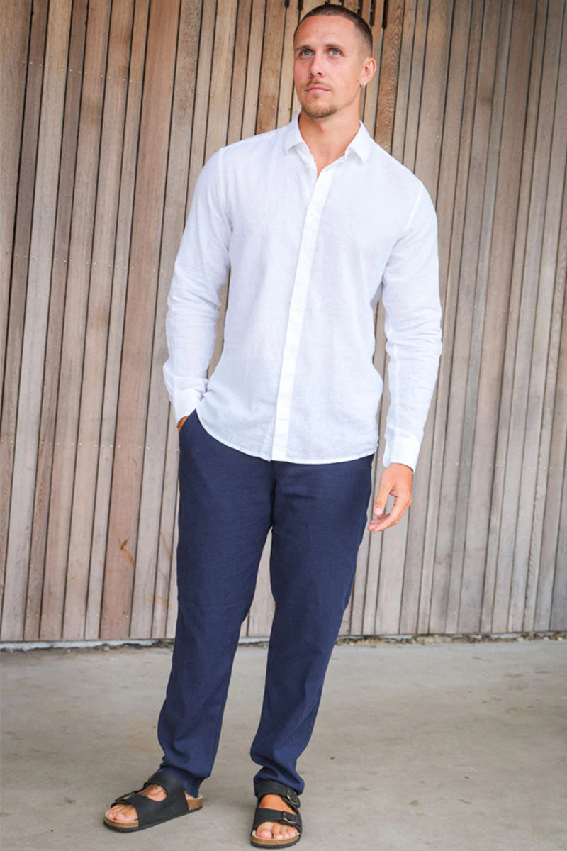 ONLY & SONS Caiden LS Linen Shirt  White - Image 2