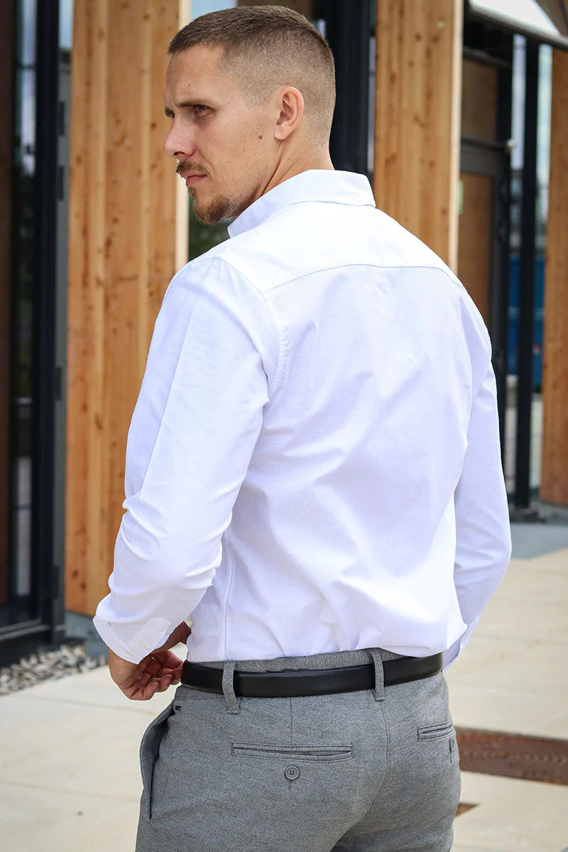 Clean Cut Copenhagen Oxford Stretch Plain L/S White - Image 5