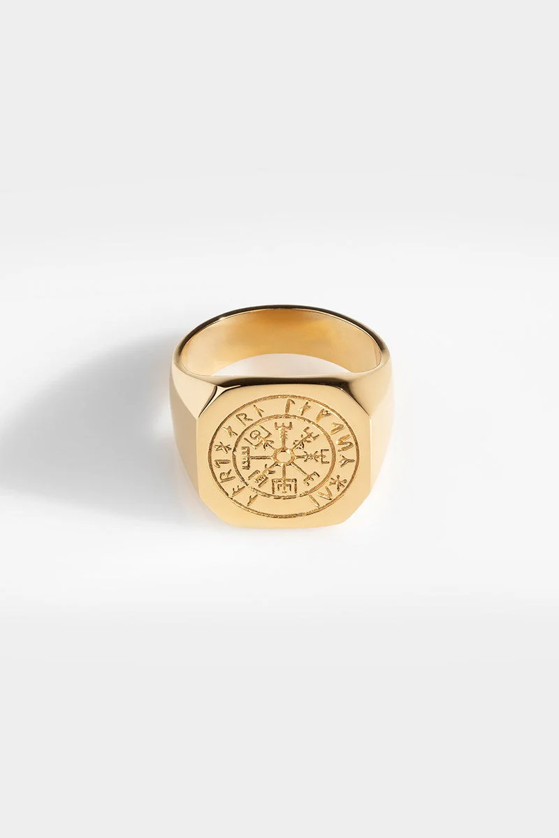 Northern Legacy Oversize Vegvisir Ring Gold