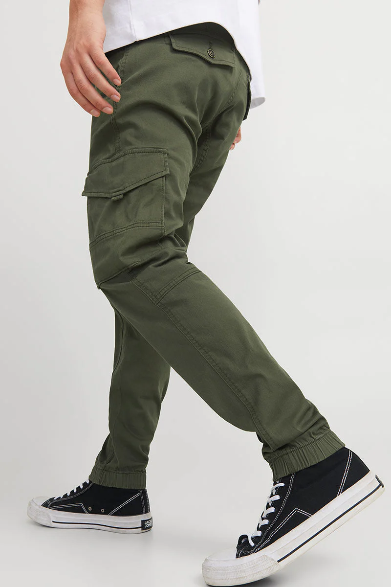 Jack & Jones Paul Flake Cargo Pants Olive Night - Image 3