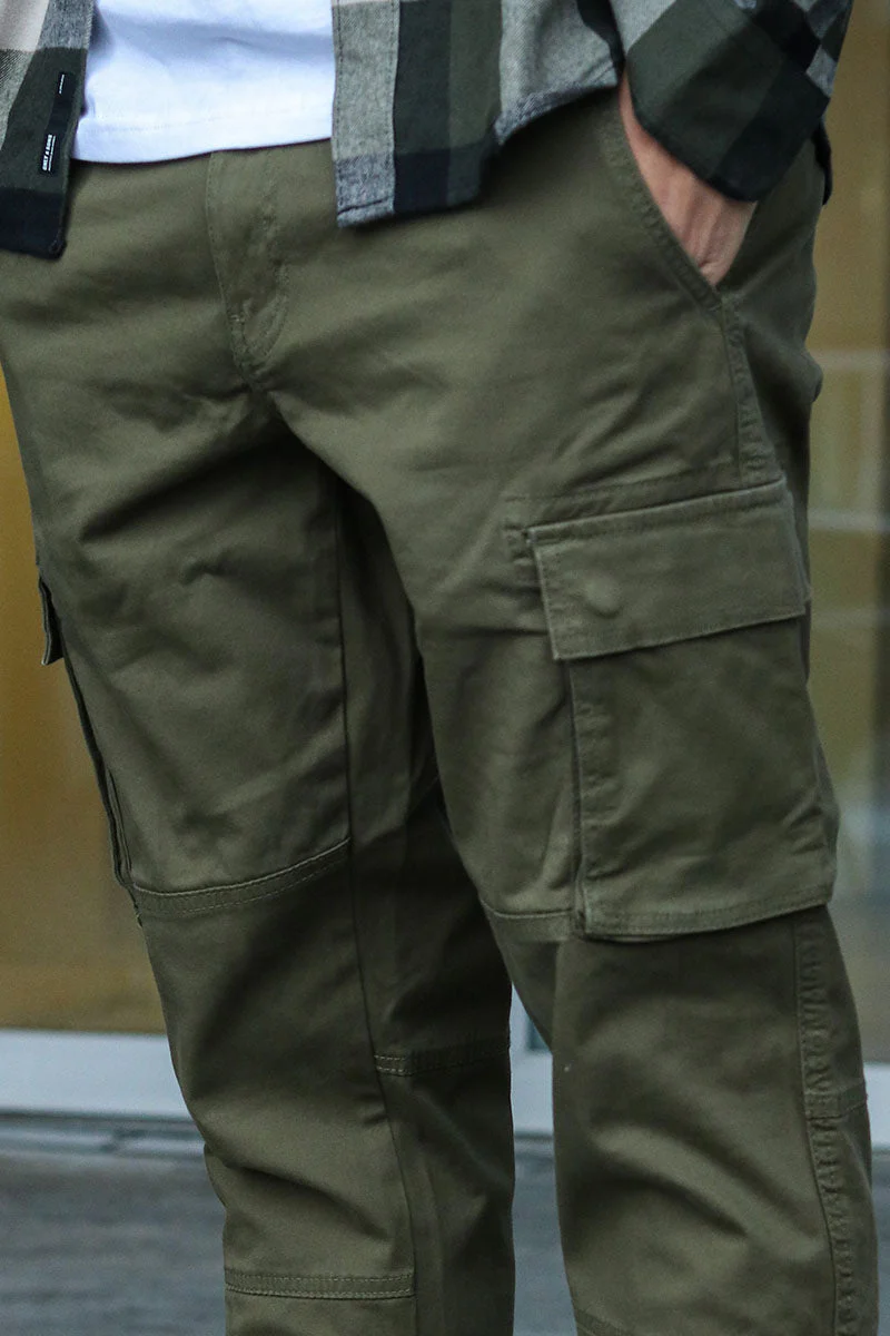 Only & Sons Cam Stage Cargo Cuff Pants Olive Night - Image 4