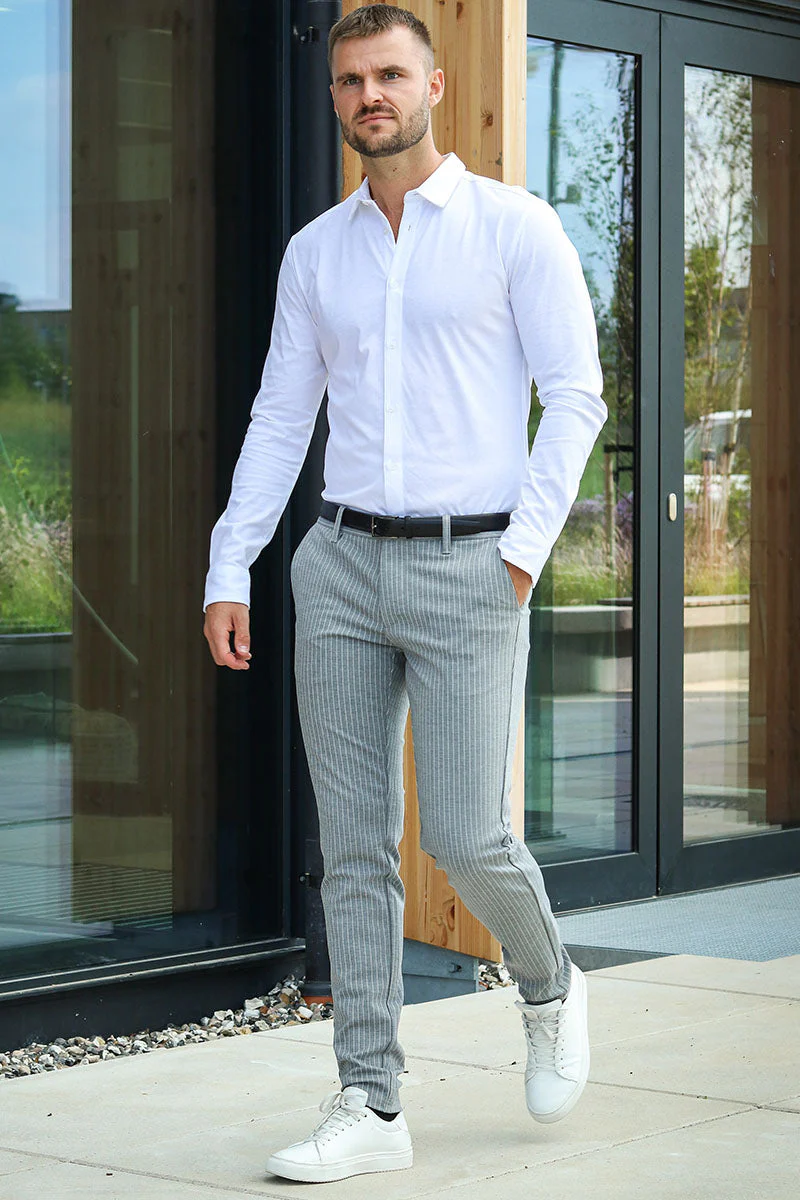 Only & Sons Mark Pant Stripe Light Grey Melange - Image 3