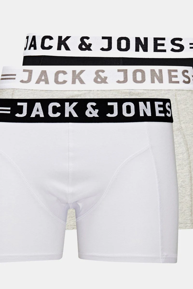 Jack & Jones Sense 3-Pack Boxershorts Light Grey Melange/Black & White - Image 2
