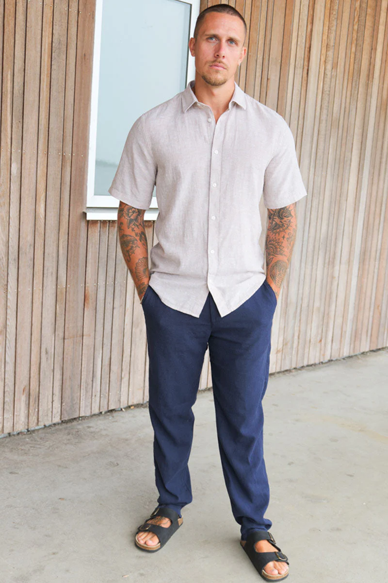 ONLY & SONS Caiden SS Linen Shirt Chinchilla - Image 2