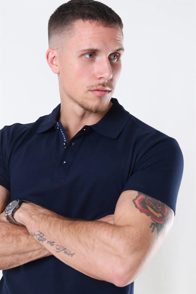 Muscle Fit Stretch Polo SS Blue Navy - Image 3