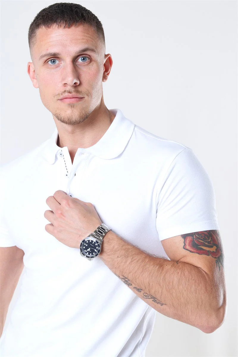 Muscle Fit Stretch Polo SS White - Image 3