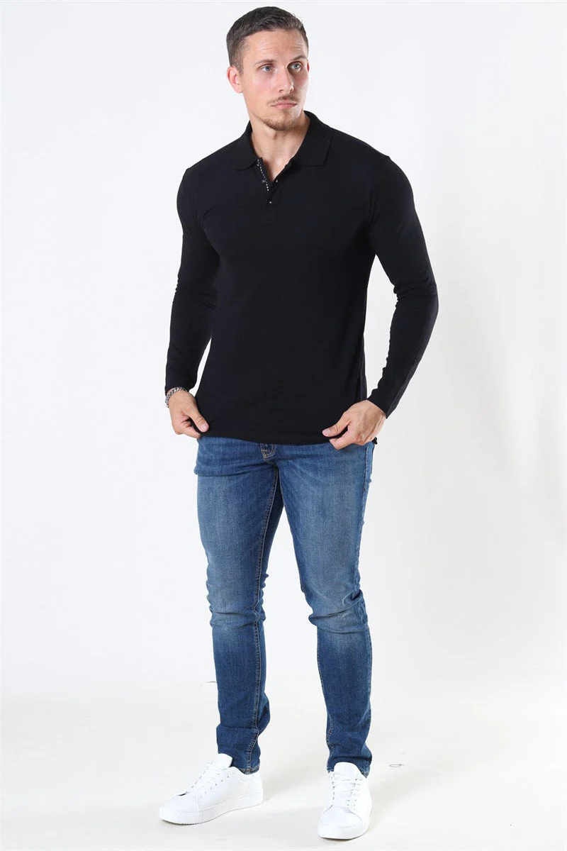 Muscle Fit Polo LS Black - Image 2