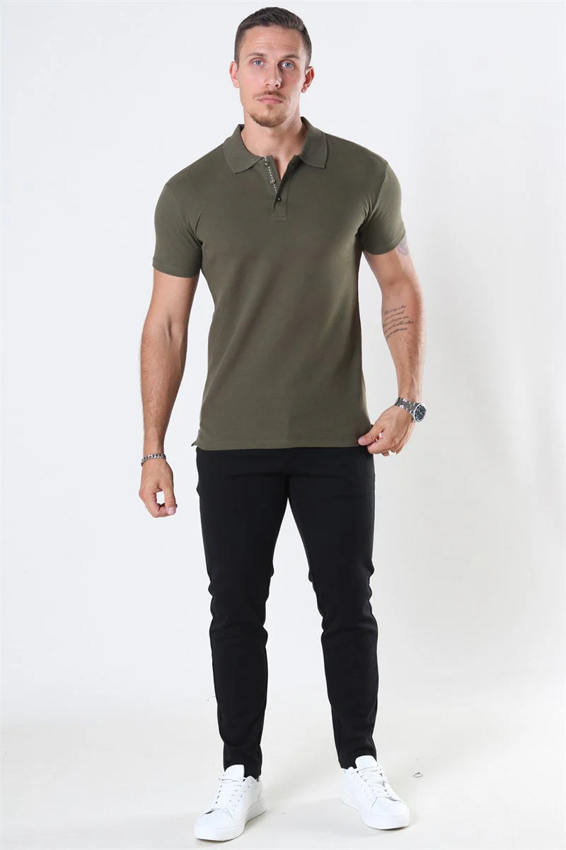 Muscle Fit Stretch Polo SS New Army - Image 2