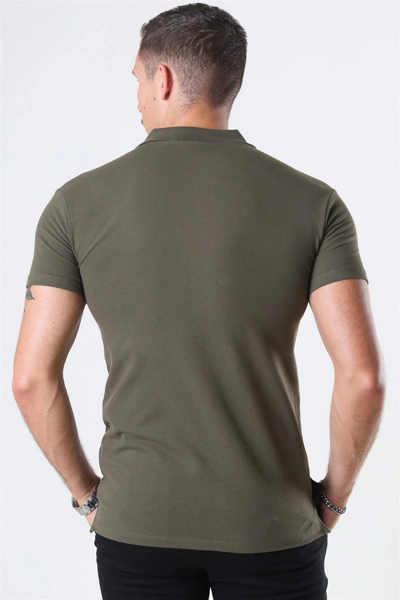 Muscle Fit Stretch Polo SS New Army - Image 4