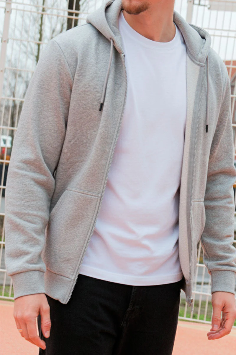 ONLY & SONS CERES ZIP HOODIE SWEAT Light Grey Melange - Image 3