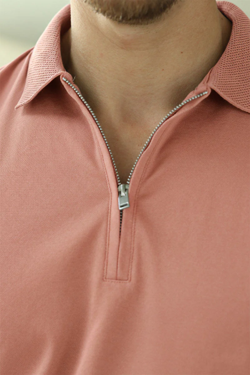 Selected Fave Zip Ss Polo Rose Dawn - Image 3