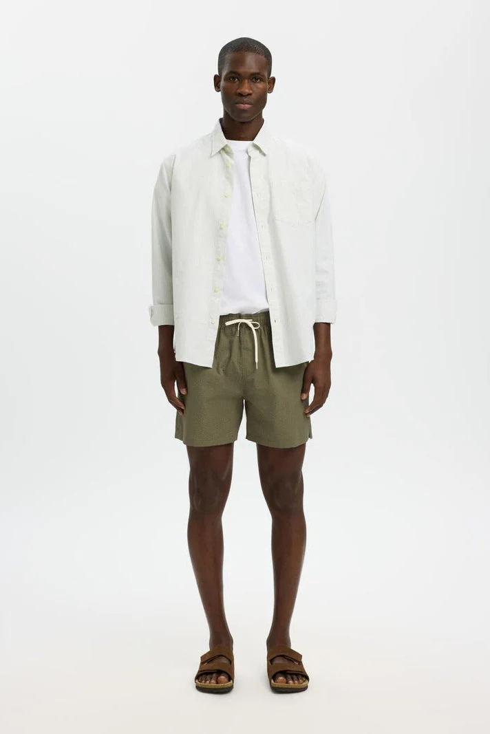 Selected Cooper Seersucker Swimshorts Deep Lichen Green - Image 2