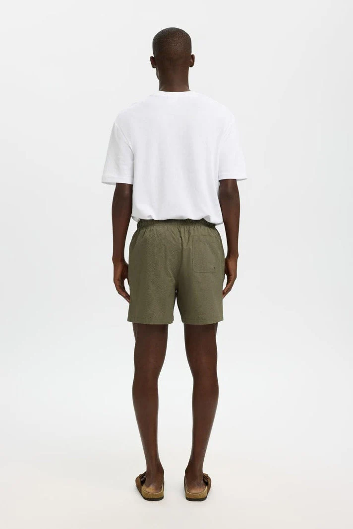 Selected Cooper Seersucker Swimshorts Deep Lichen Green - Image 3