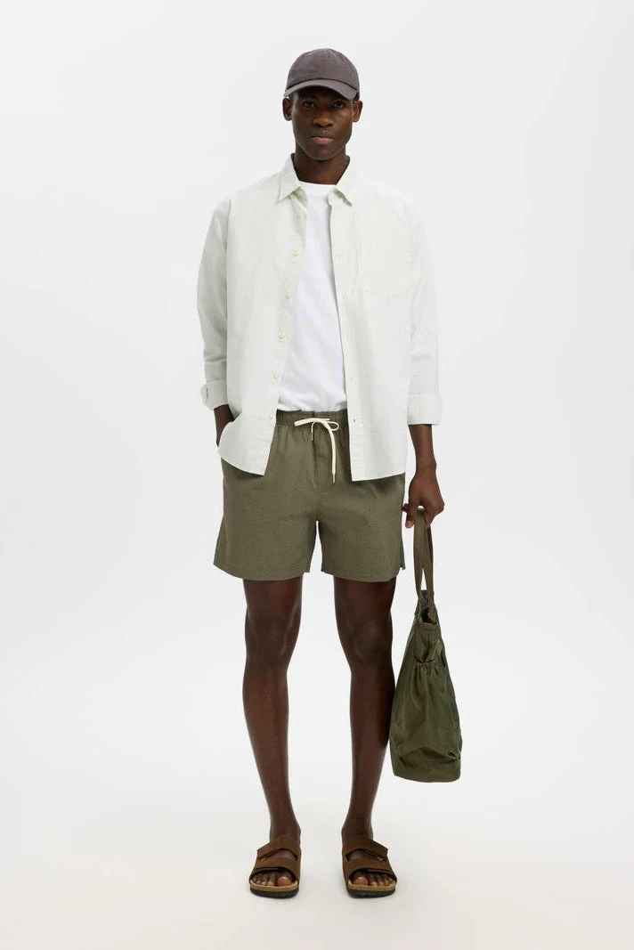 Selected Cooper Seersucker Swimshorts Deep Lichen Green - Image 4