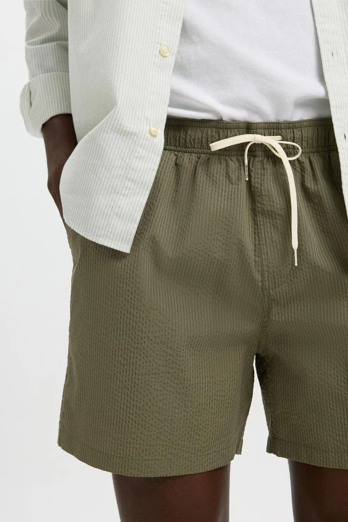 Selected Cooper Seersucker Swimshorts Deep Lichen Green - Image 5