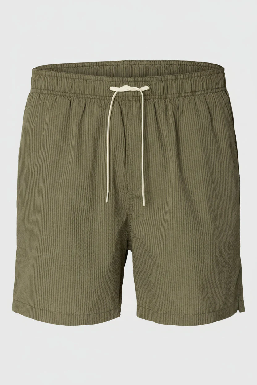 Selected Cooper Seersucker Swimshorts Deep Lichen Green - Image 6
