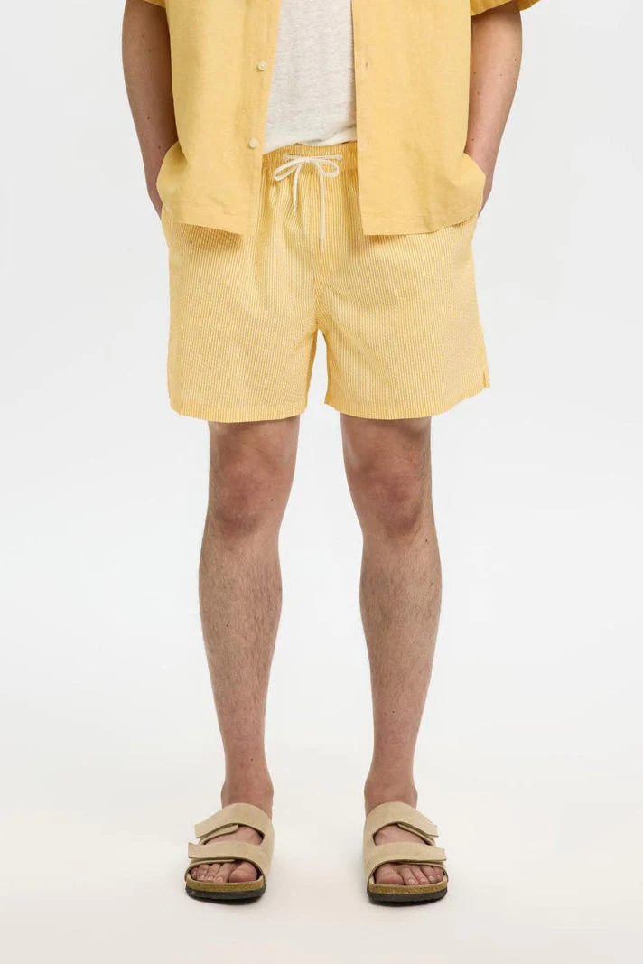 Selected Cooper Seersucker Swimshorts Spectra Yellow
