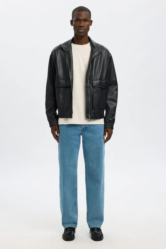 Selected Loose Oscar SS O-Neck Tee Oatmeal - Image 4