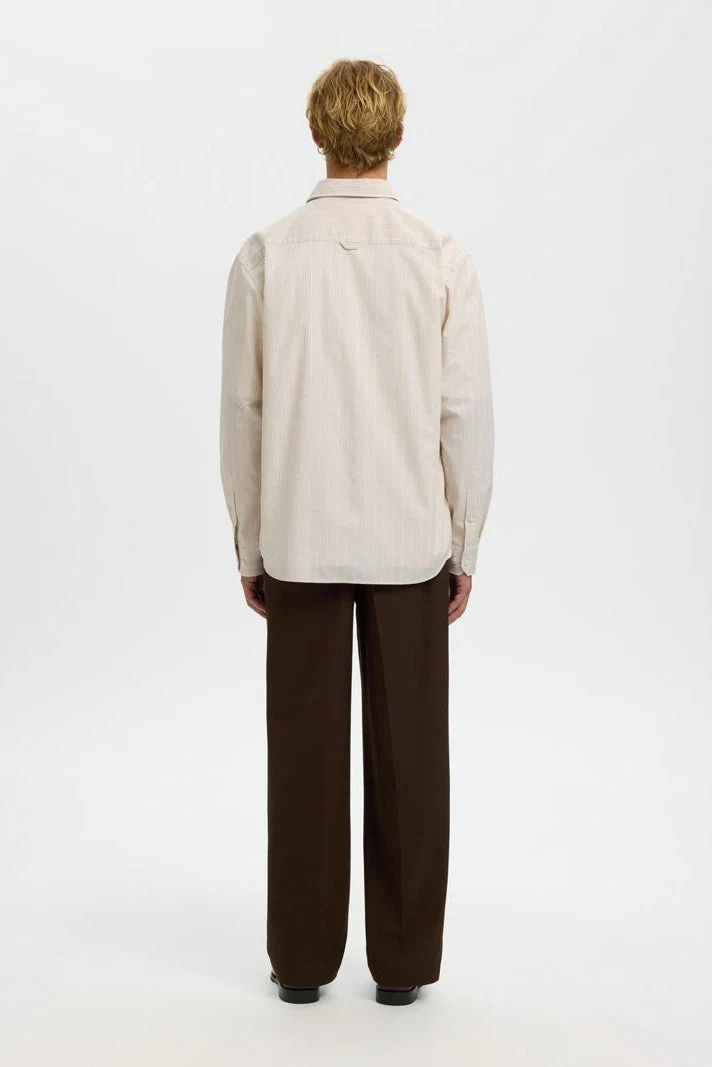 Selected Lax Ben Stripe LS Shirt Sand - Image 3
