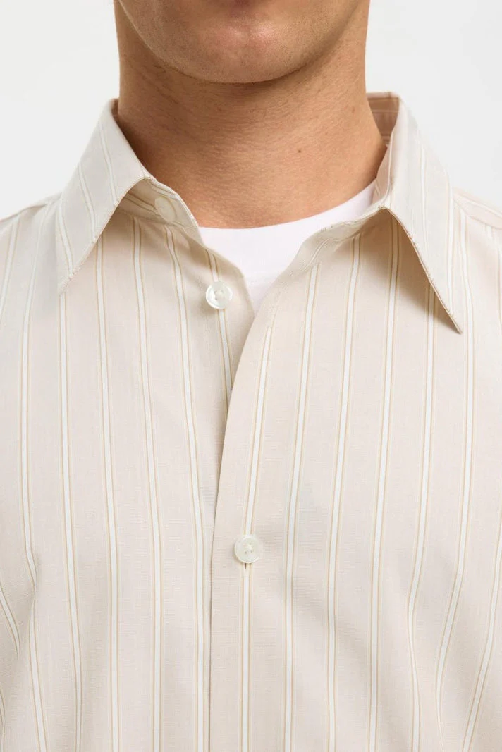 Selected Lax Ben Stripe LS Shirt Sand - Image 5