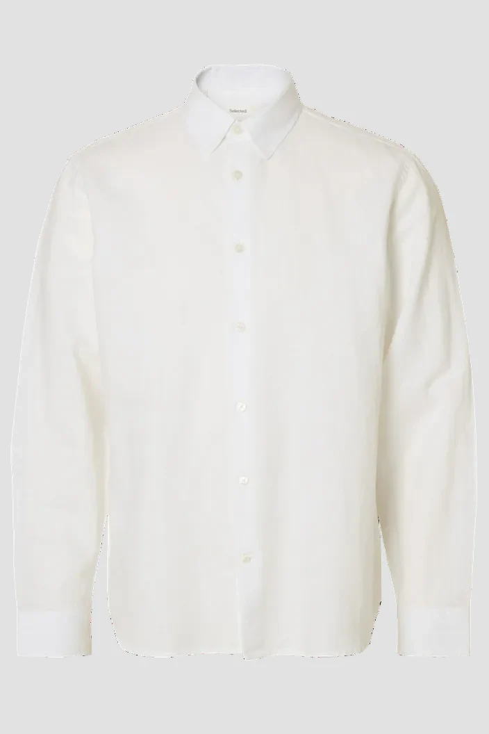 Selected Regclay Linenblend Shirt Bright White - Image 6