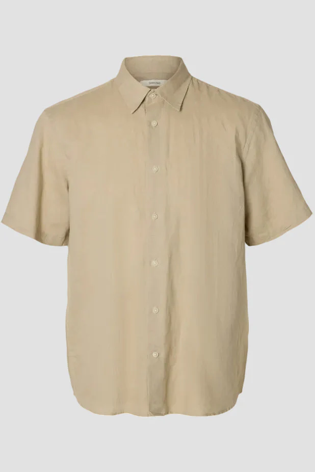 Selected Clay Linenblend SS Shirt Pure Cashmere - Image 6