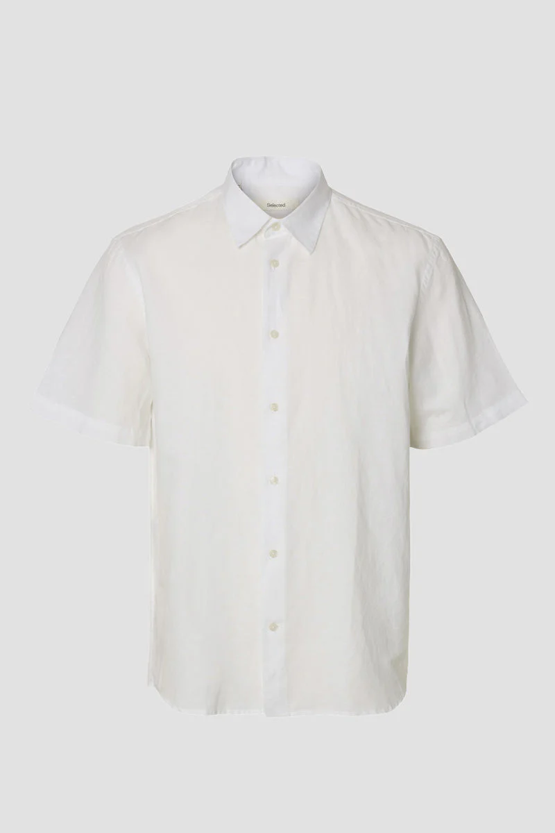 Selected Clay Linenblend SS Shirt Bright White - Image 6