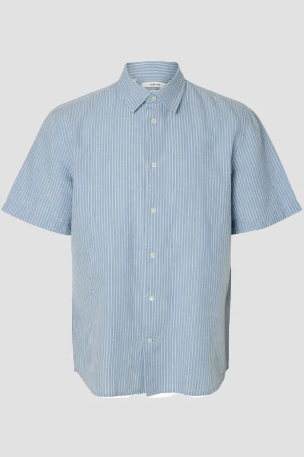 Selected Clay Linenblend SS Shirt Dusty Blue - Image 6