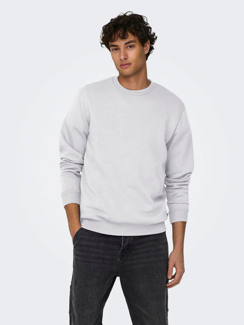 Only & Sons Ceres Crew Neck Super Light Grey Melange - Image 7