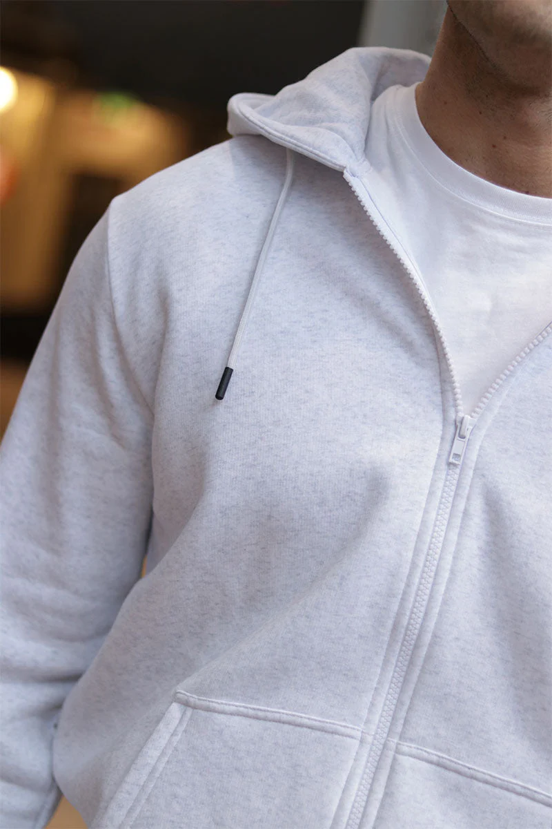 Only & Sons Ceres Zip Hoodie Super Light Grey Melange - Image 6