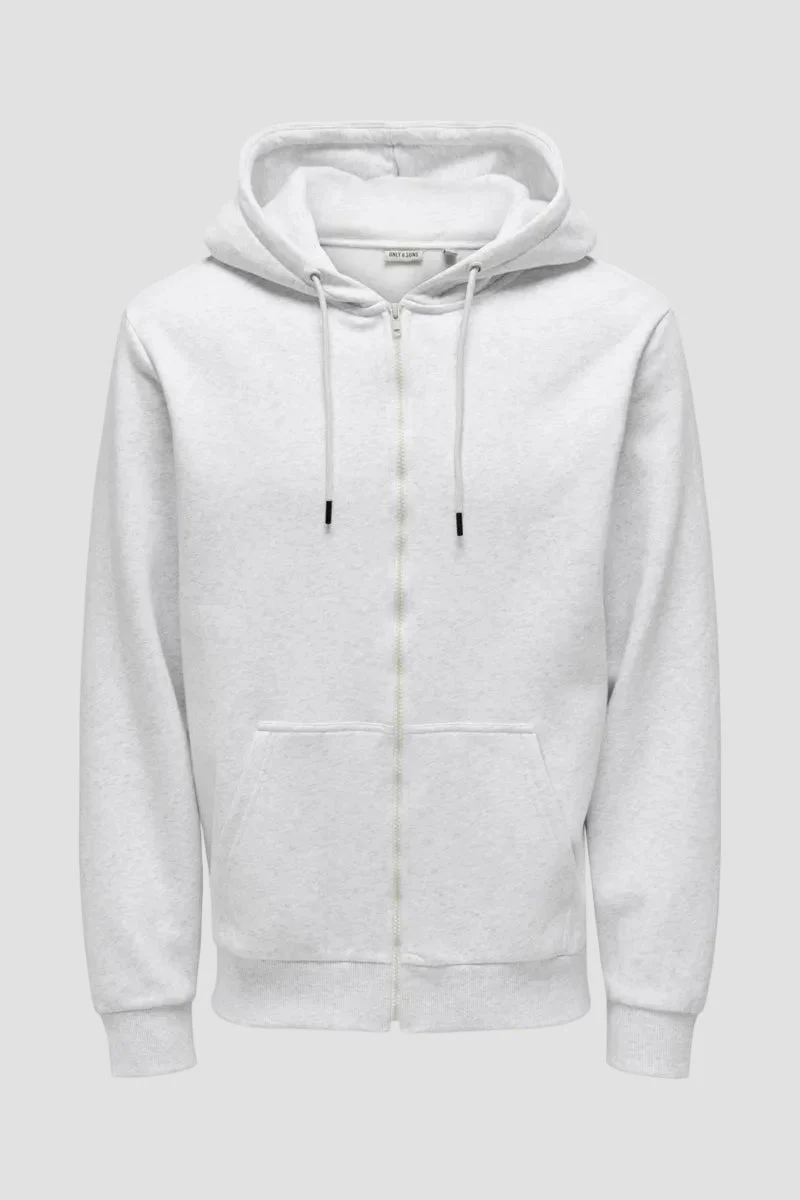 Only & Sons Ceres Zip Hoodie Super Light Grey Melange - Image 8